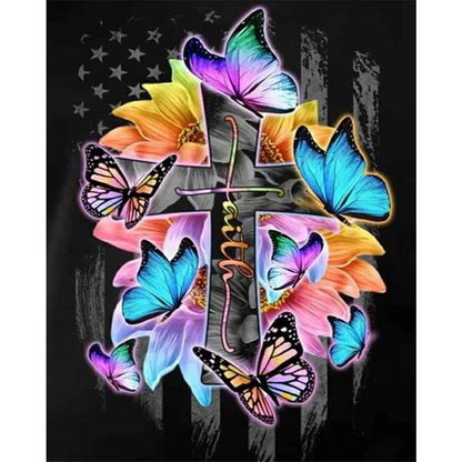 Butterfly Cross - Full Round Drill Diamond Painting 40*50CM