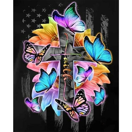 Butterfly Cross - Full Round Drill Diamond Painting 40*50CM