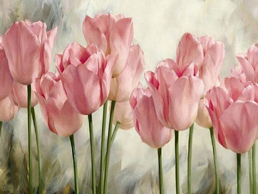 Pink Tulips - Full Round Drill Diamond Painting 50*40CM