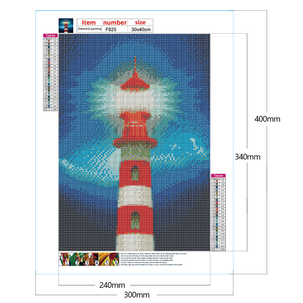 Seaside Lighthouse - Full Square Drill Diamond Painting 30*40CM