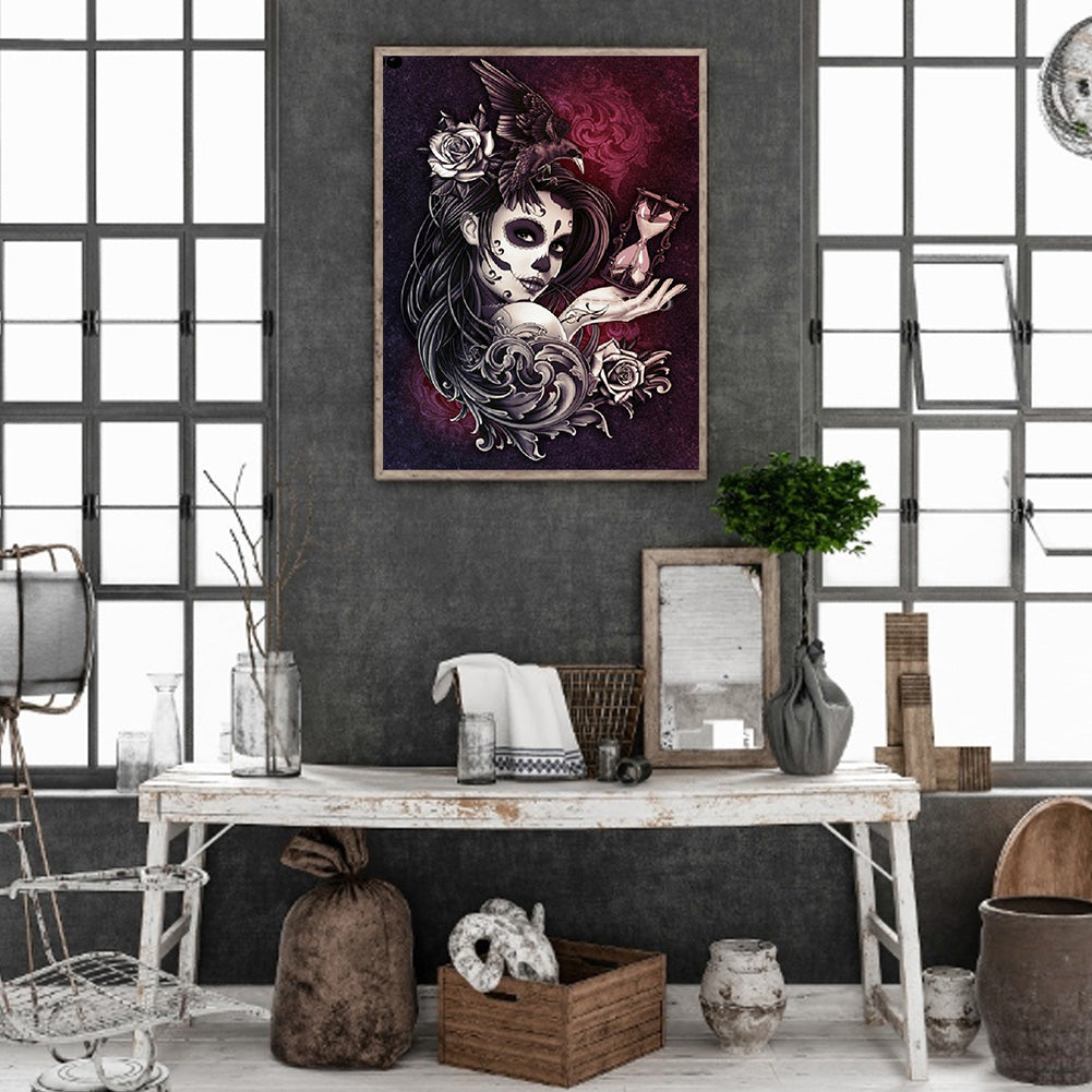 Ghostly Skull Girl - Full Square Drill Diamond Painting 30*40CM