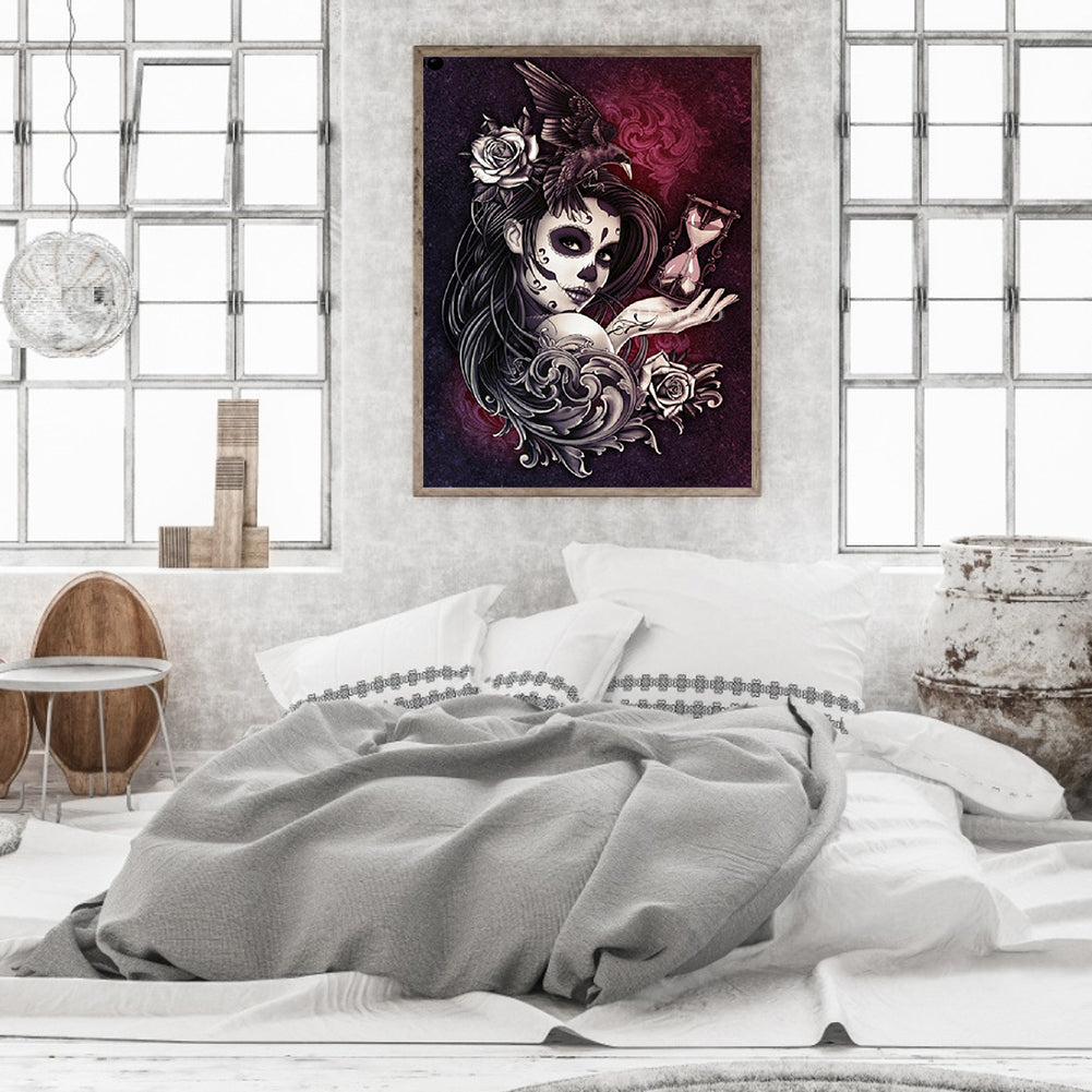 Ghostly Skull Girl - Full Square Drill Diamond Painting 30*40CM