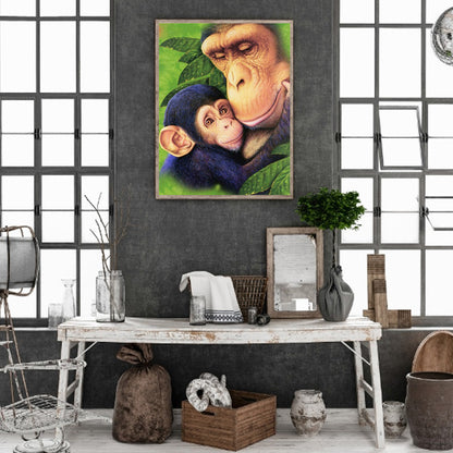 Parent-Child Monkey - Full Square Drill Diamond Painting 30*40CM