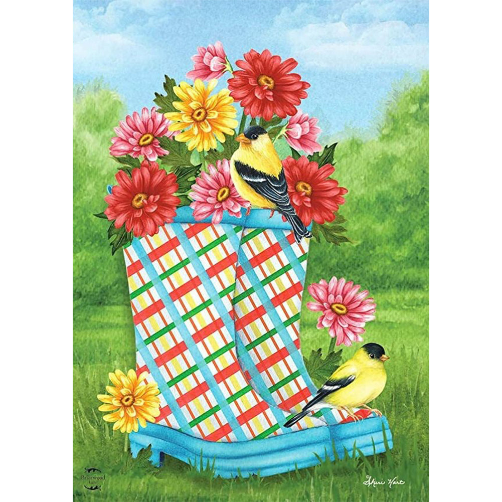 Flower Rain Boots - Full Round Drill Diamond Painting 30*40CM