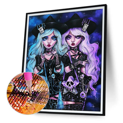 Fashion Girl With Heavy Makeup - Full Round Drill Diamond Painting 30*40CM