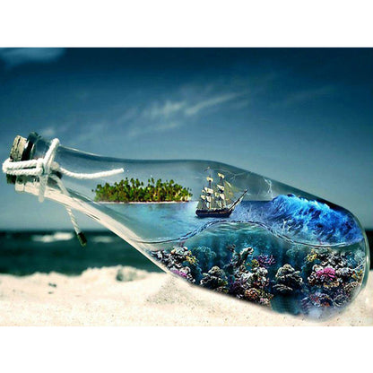 Beach Bottle - Full Round Drill Diamond Painting 50*40CM