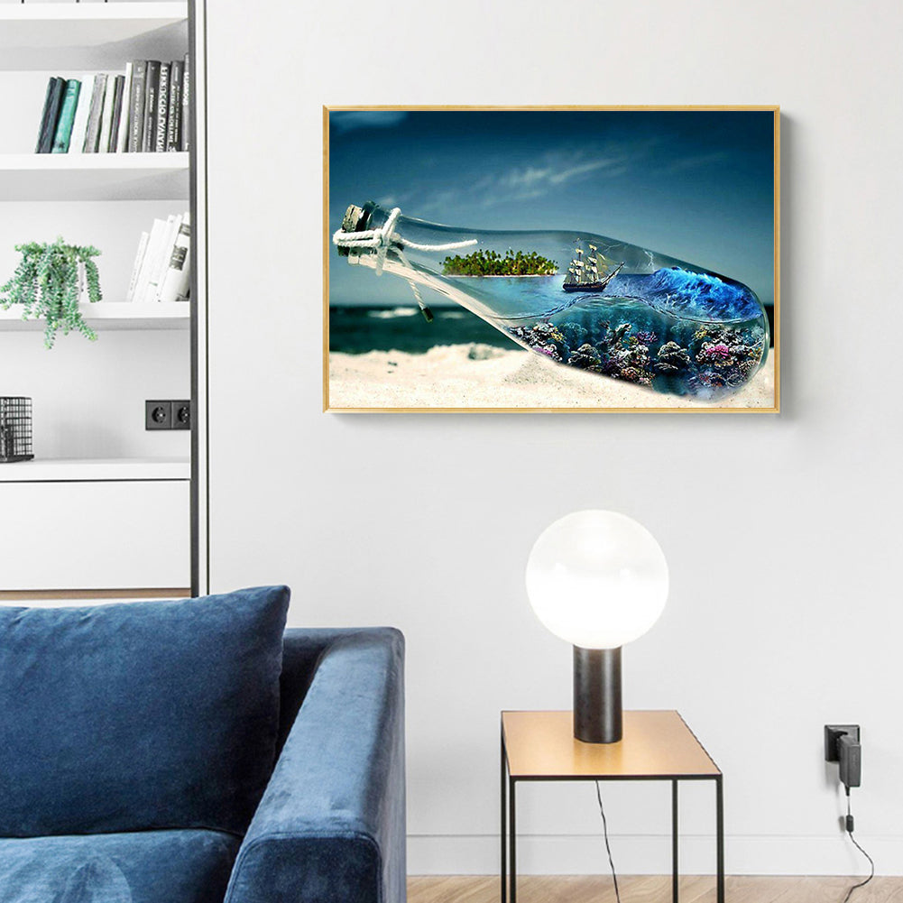 Beach Bottle - Full Round Drill Diamond Painting 50*40CM