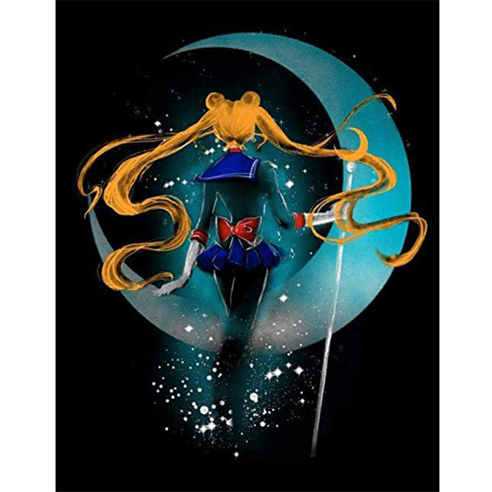 Sailor Moon Silhouette - Full Round Drill Diamond Painting 30*40CM