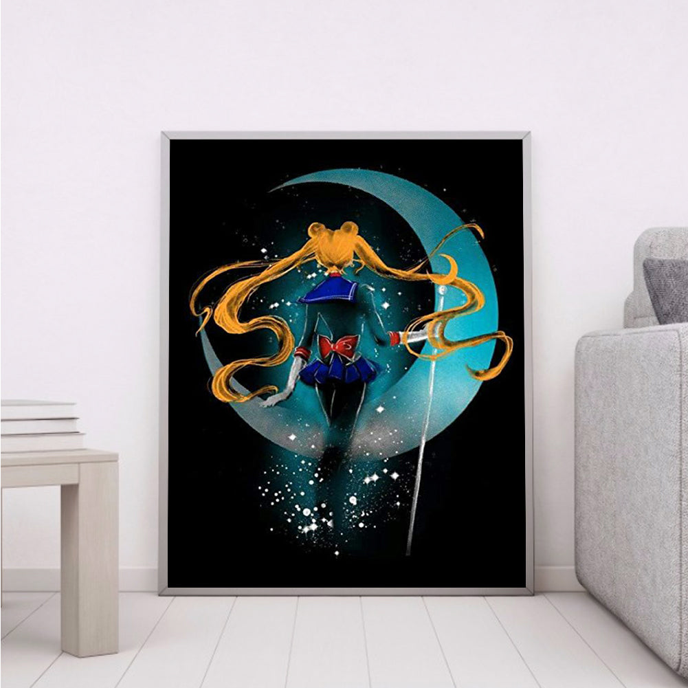 Sailor Moon Silhouette - Full Round Drill Diamond Painting 30*40CM