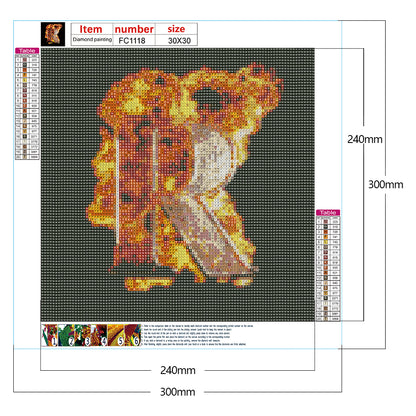 Basketball Fire Letter R - Full Square Drill Diamond Painting 30*30CM