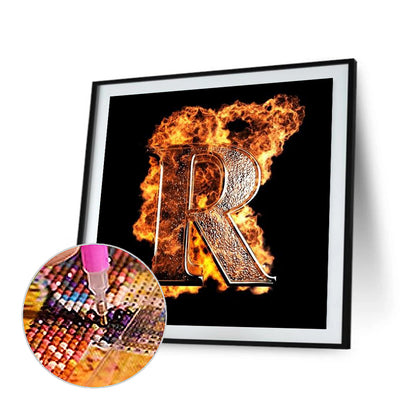 Basketball Fire Letter R - Full Square Drill Diamond Painting 30*30CM