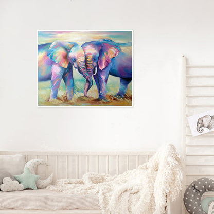 Two Elephants - Full Round Drill Diamond Painting 50*40CM