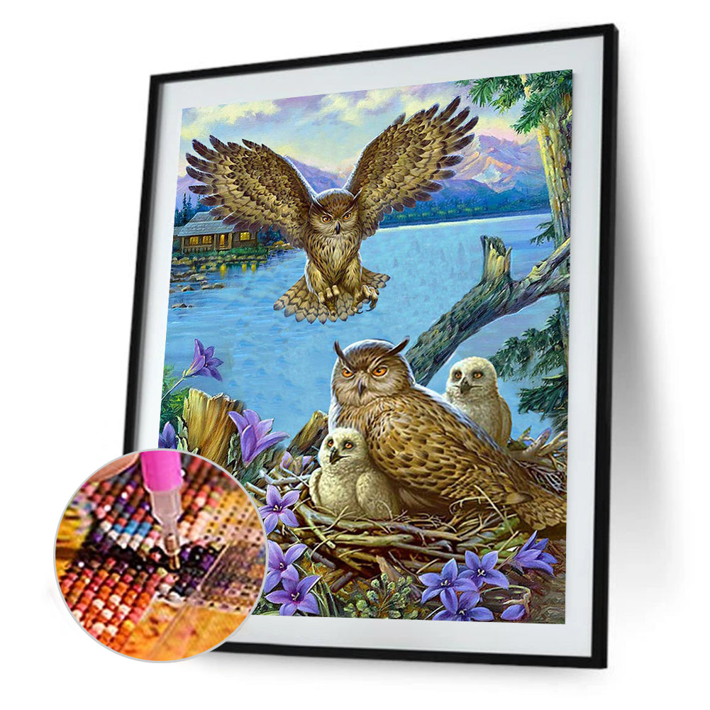 Great Eagle Owl - Full Round Drill Diamond Painting 50*60CM