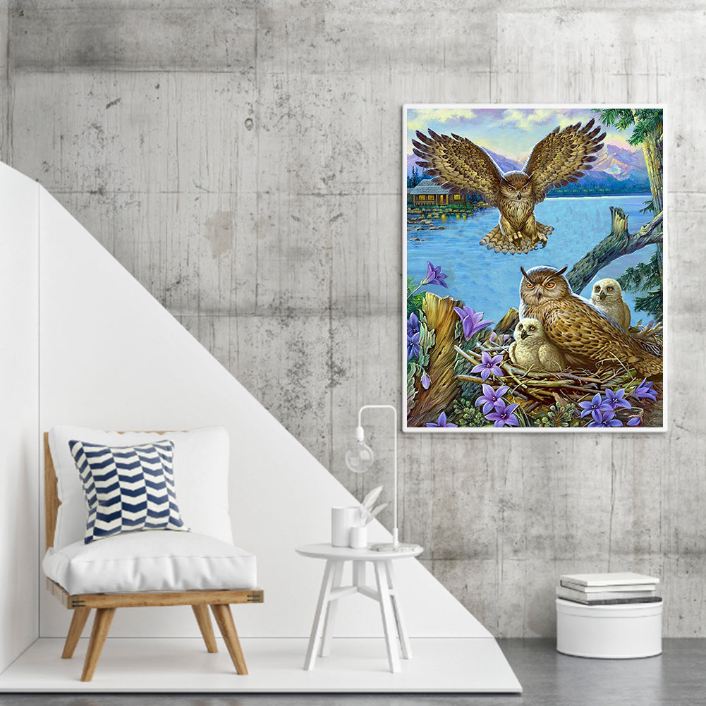 Great Eagle Owl - Full Round Drill Diamond Painting 50*60CM