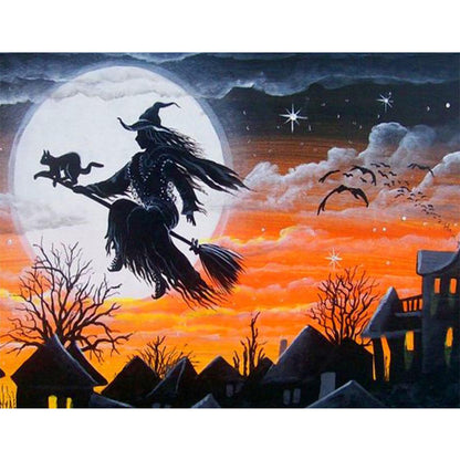 Halloween Witch - Full Round Drill Diamond Painting 50*40CM