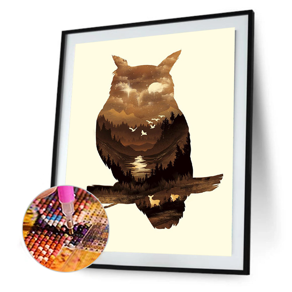 Landscape Owl - Full Round Drill Diamond Painting 30*40CM