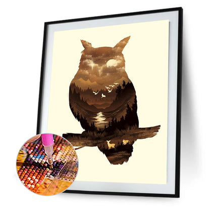 Landscape Owl - Full Round Drill Diamond Painting 30*40CM