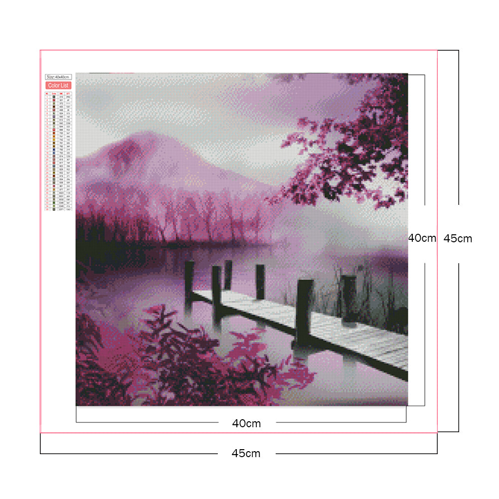 Lakeside Trestle Scenery - Full Square Drill Diamond Painting 40*40CM