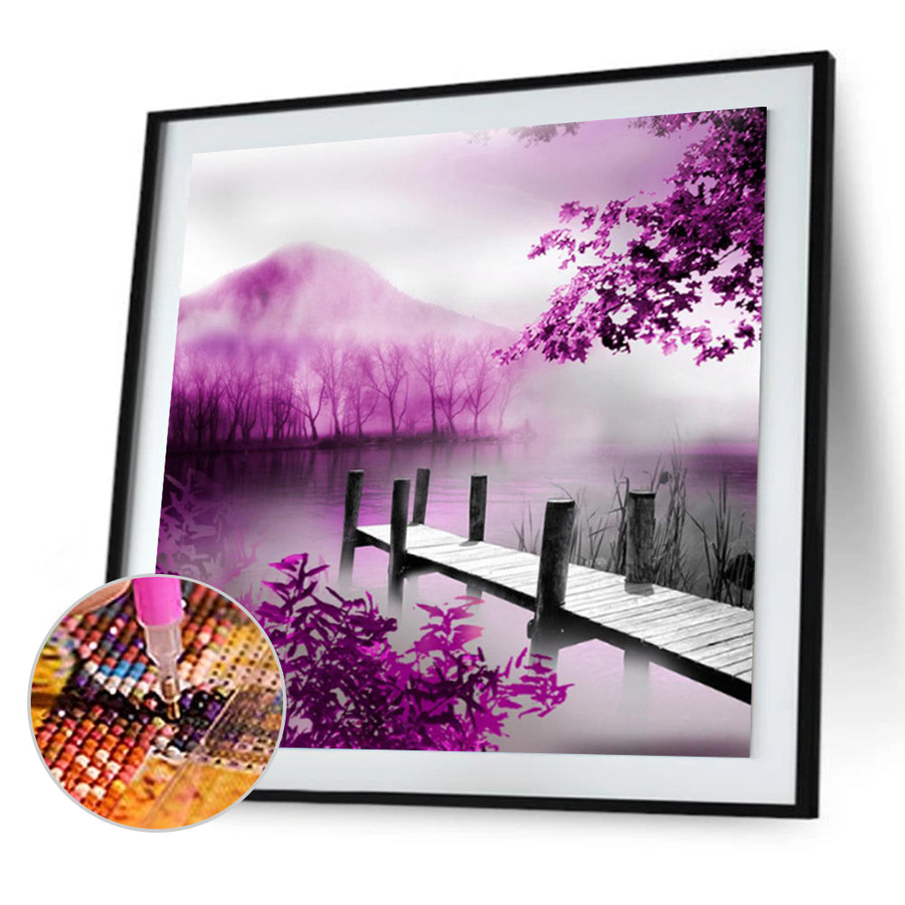 Lakeside Trestle Scenery - Full Square Drill Diamond Painting 40*40CM