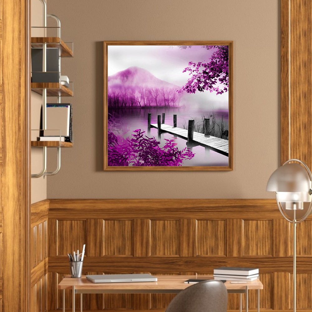 Lakeside Trestle Scenery - Full Square Drill Diamond Painting 40*40CM