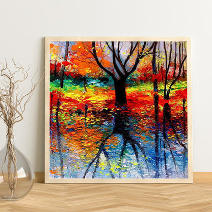 Autumn Lakeside Scenery - Full Square Drill Diamond Painting 40*40CM