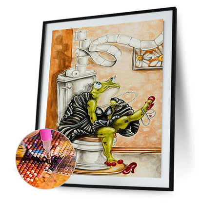 Frog Princess Sitting On Toilet - Full Round Drill Diamond Painting 50*60CM