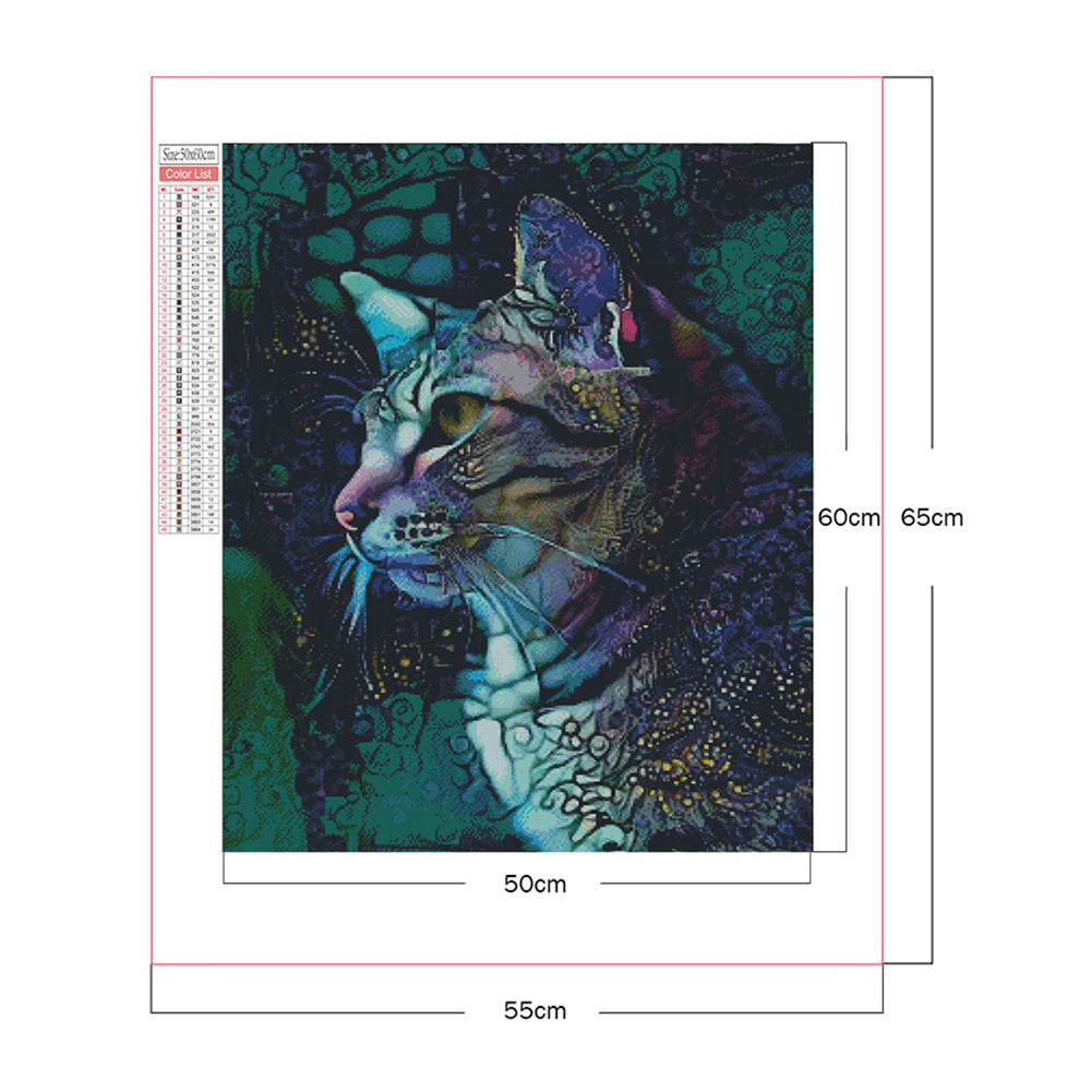 Blue Cat - Full Square Drill Diamond Painting 50*60CM