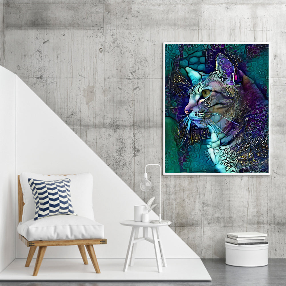 Blue Cat - Full Square Drill Diamond Painting 50*60CM