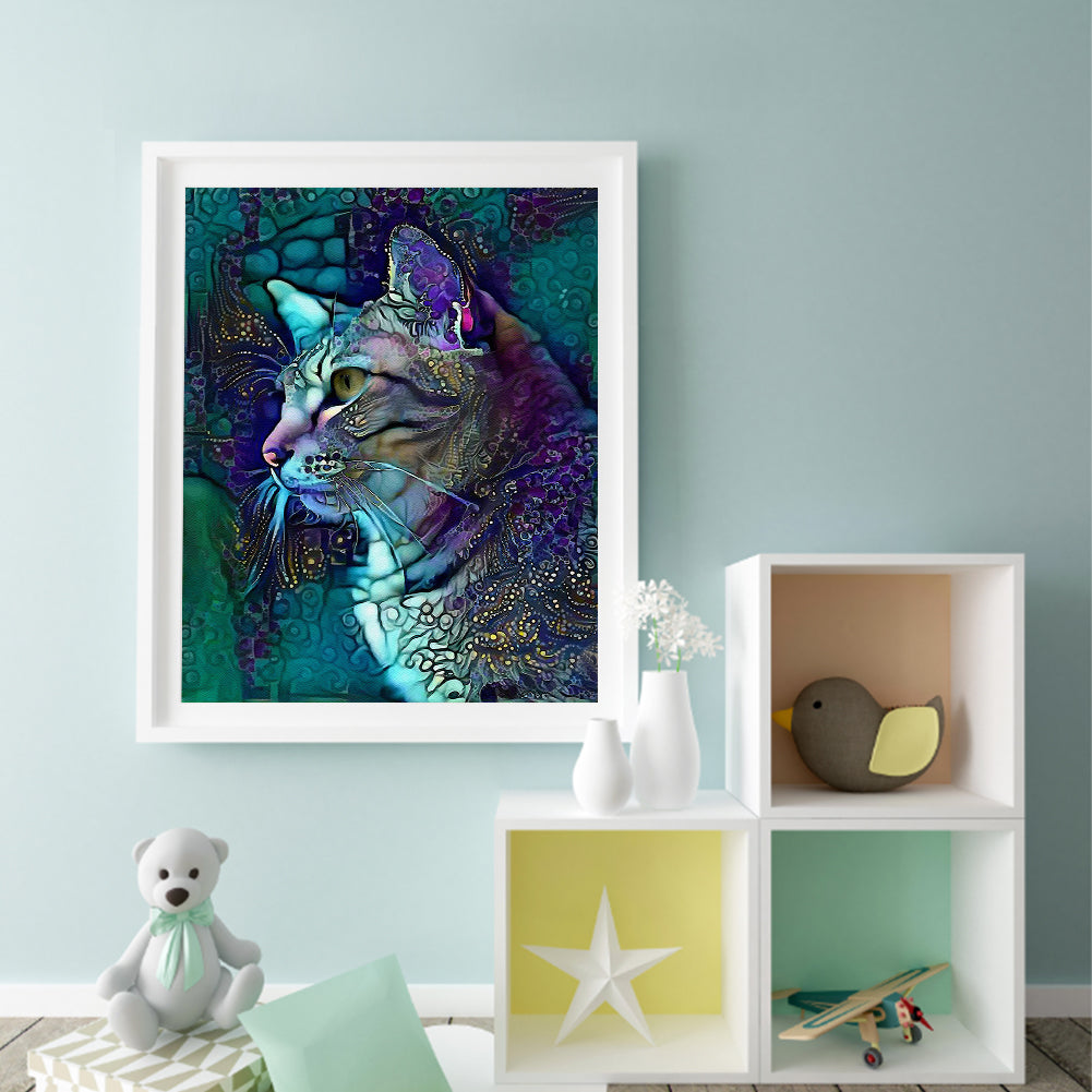 Blue Cat - Full Square Drill Diamond Painting 50*60CM