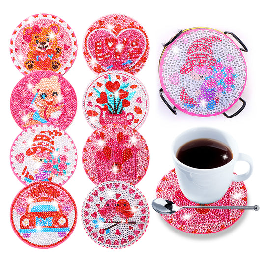 DIY Coaster Non-slip Diamond Painting Cup Cushion with Rack Round Kit Home Decor