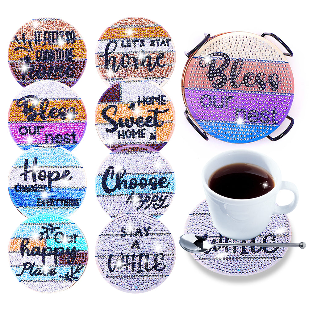 DIY Coaster Non-slip Diamond Painting Cup Cushion with Rack Round Kit Home Decor