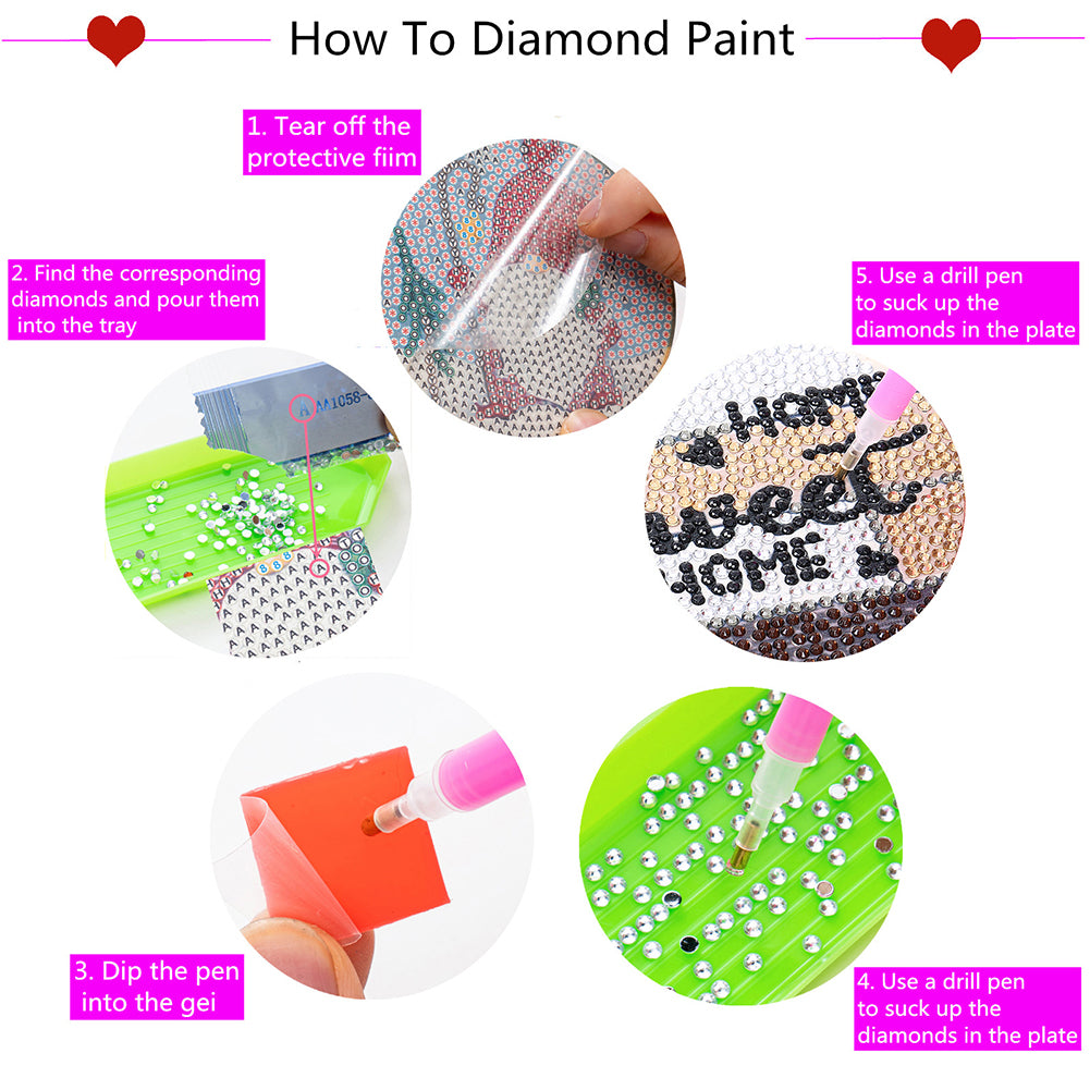 DIY Coaster Non-slip Diamond Painting Cup Cushion with Rack Round Kit Home Decor