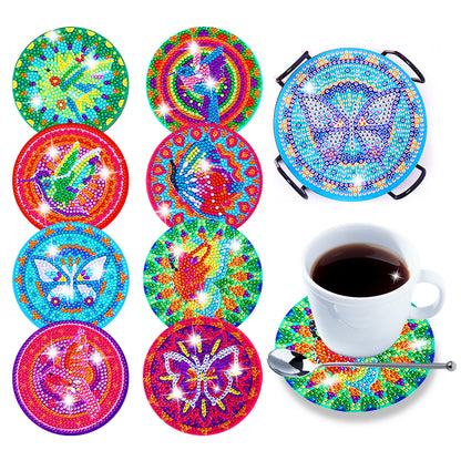 DIY Coaster Non-slip Diamond Painting Cup Cushion with Rack Round Kit Home Decor