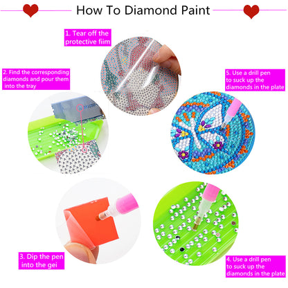 DIY Coaster Non-slip Diamond Painting Cup Cushion with Rack Round Kit Home Decor