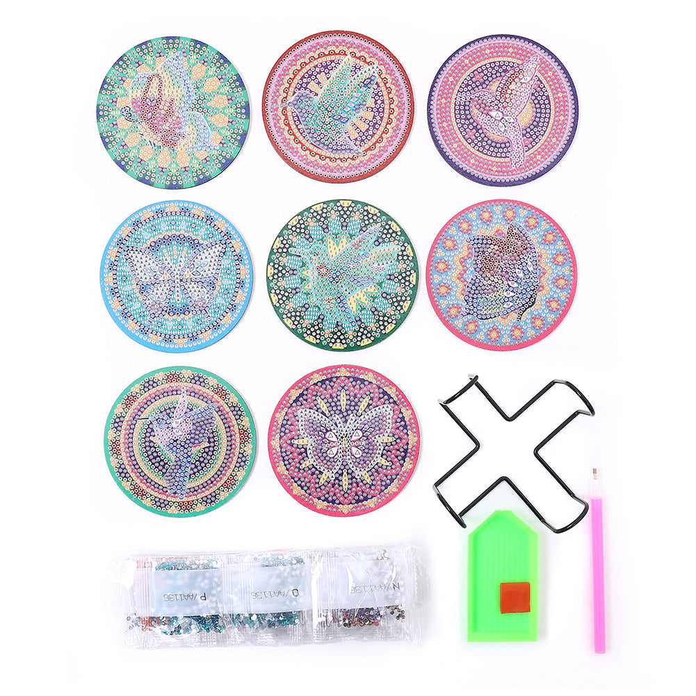 DIY Coaster Non-slip Diamond Painting Cup Cushion with Rack Round Kit Home Decor