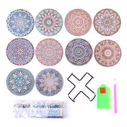 DIY Coaster Non-slip Diamond Painting Cup Cushion with Rack Round Kit Home Decor