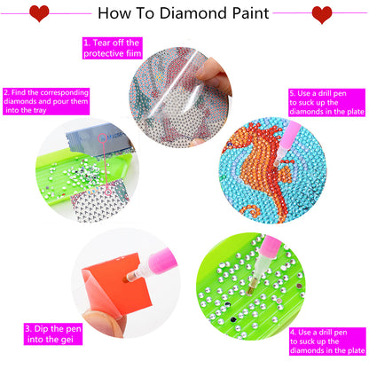 DIY Coaster Non-slip Diamond Painting Cup Cushion with Rack Round Kit Home Decor