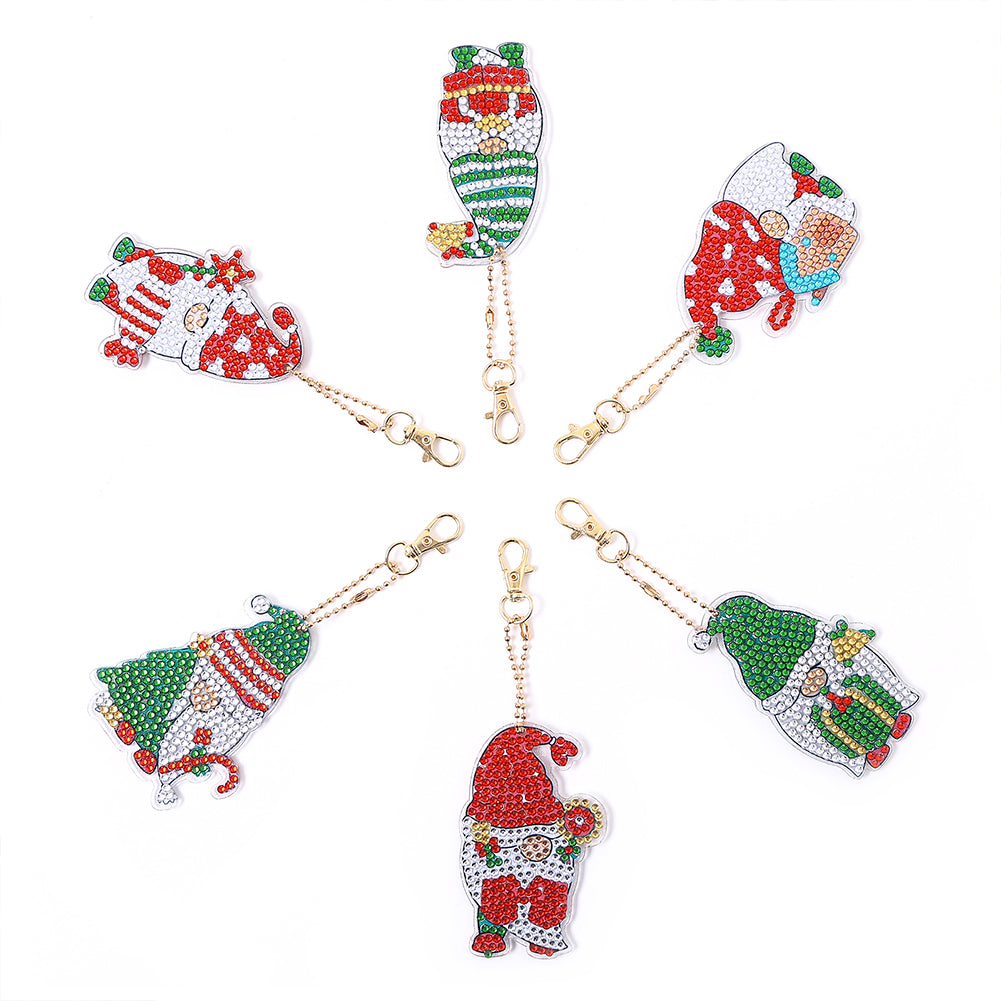 Christmas Diamond Keychains Art Craft DIY Handmade Double Sided Kid Adult Gifts