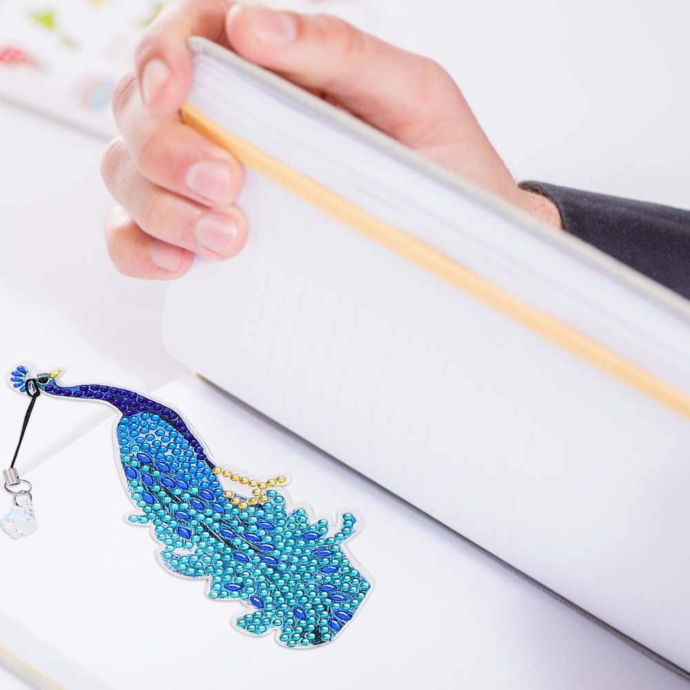 5D Diamonds Painting Bookmarks DIY Peacock Book Ornament for Adults Kids Gifts