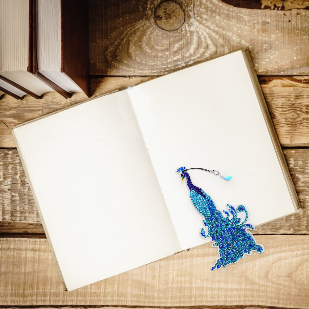 5D Diamonds Painting Bookmarks DIY Peacock Book Ornament for Adults Kids Gifts