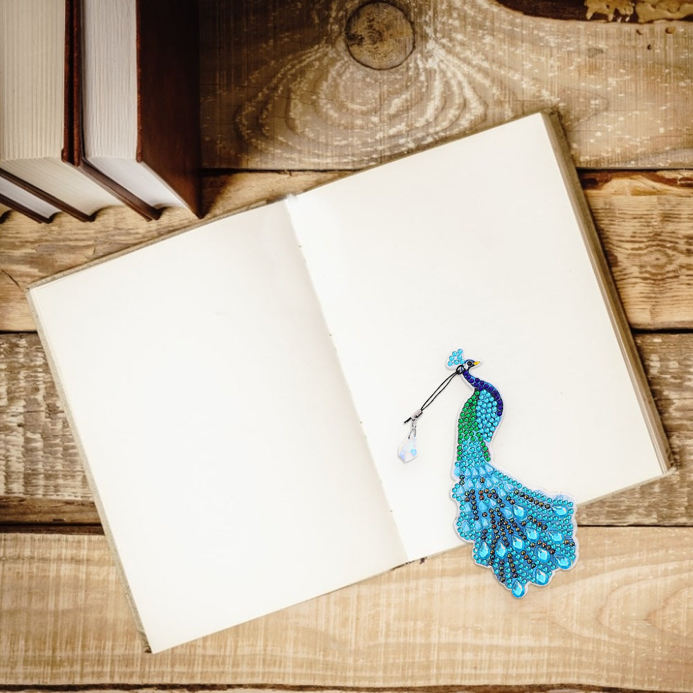 5D Diamonds Painting Bookmarks DIY Peacock Book Ornament for Adults Kids Gifts