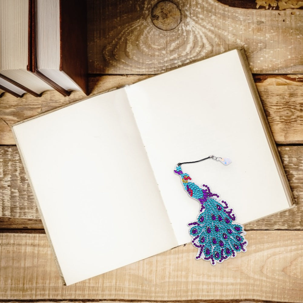 5D Diamonds Painting Bookmarks DIY Peacock Book Ornament for Adults Kids Gifts