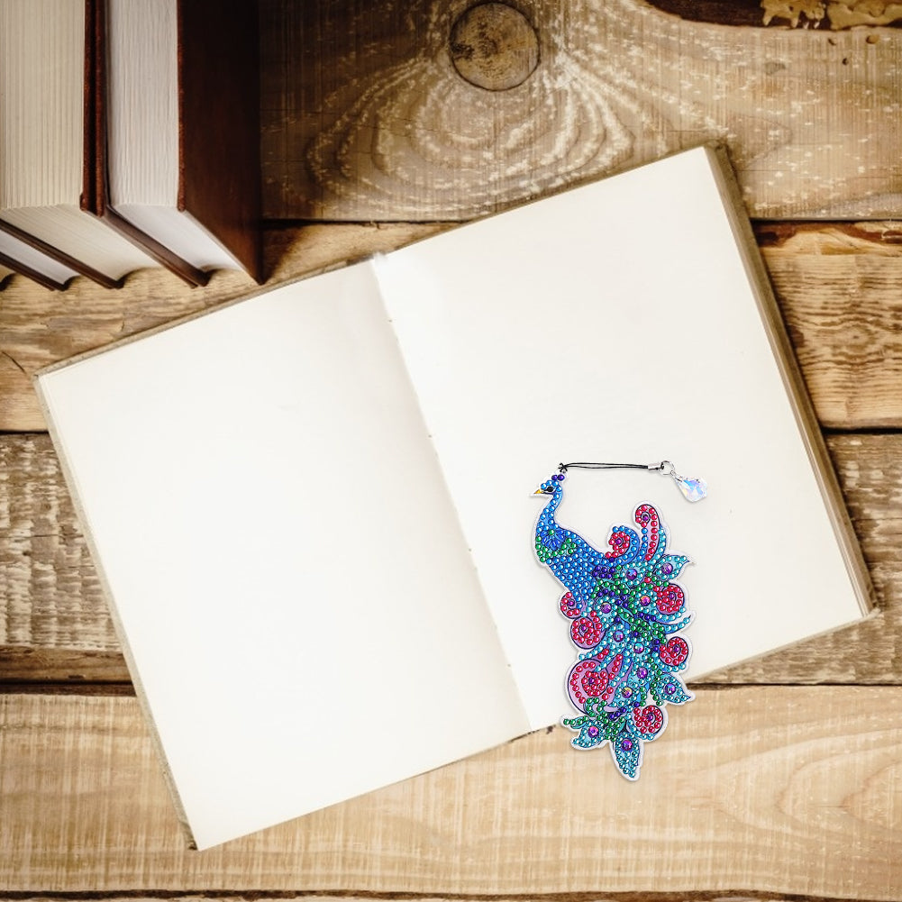 5D Diamonds Painting Bookmarks DIY Peacock Book Ornament for Adults Kids Gifts