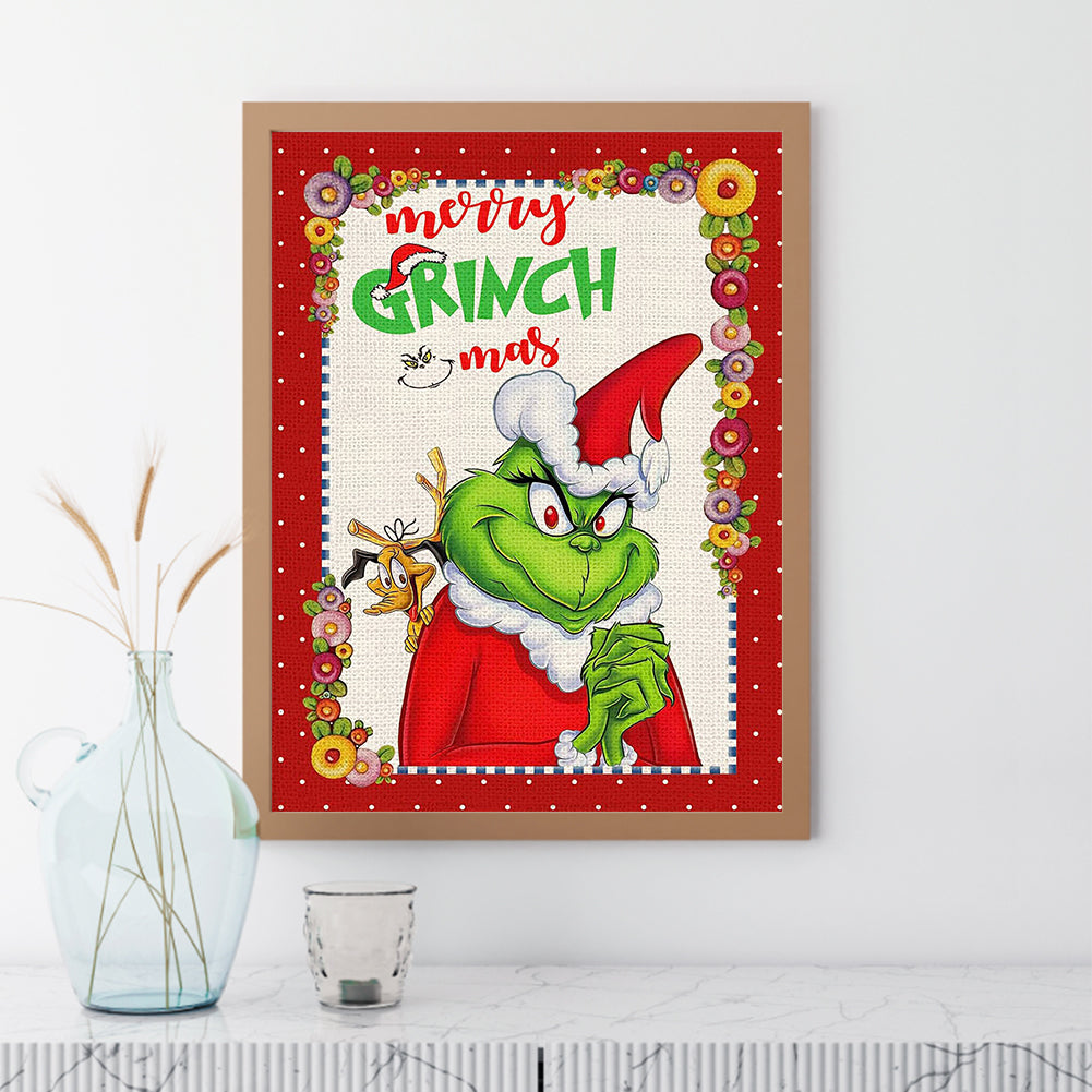 Christmas Green Monster - Full Round Drill Diamond Painting 30*40CM