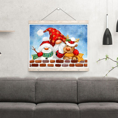 Christmas Snowman Fawn Goblin - Full Round Drill Diamond Painting 40*30CM