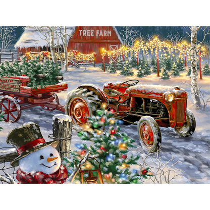 Christmas Farm Tractor - Full Round Drill Diamond Painting 40*30CM