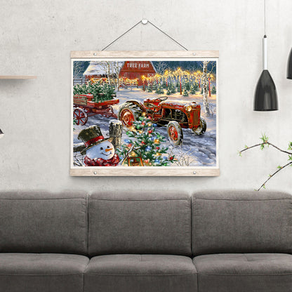 Christmas Farm Tractor - Full Round Drill Diamond Painting 40*30CM