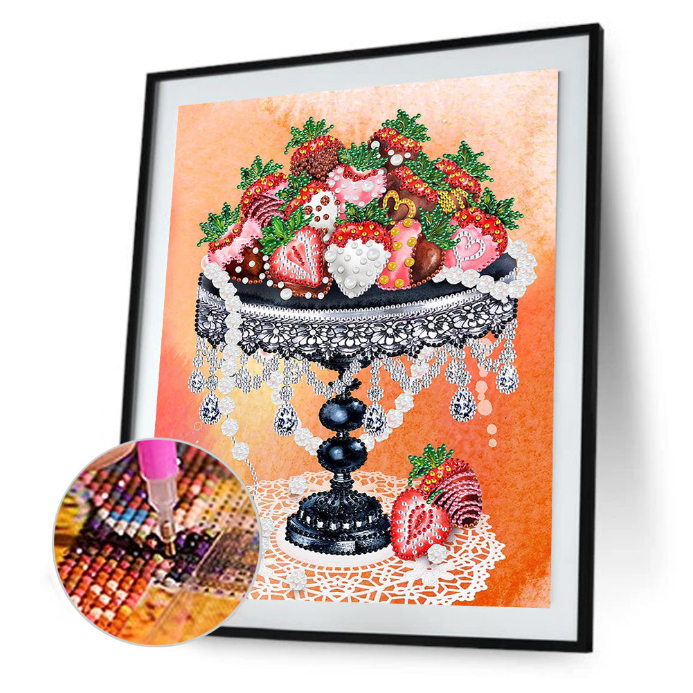 Strawberry Fruit Bowl - Special Shaped Drill Diamond Painting 30*40CM