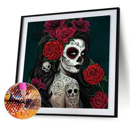 Rose Skull Woman - Full Round Drill Diamond Painting 50*50CM