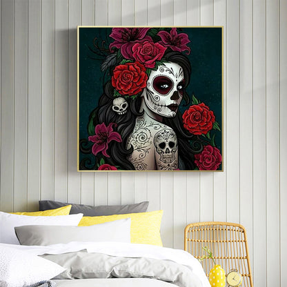 Rose Skull Woman - Full Round Drill Diamond Painting 50*50CM